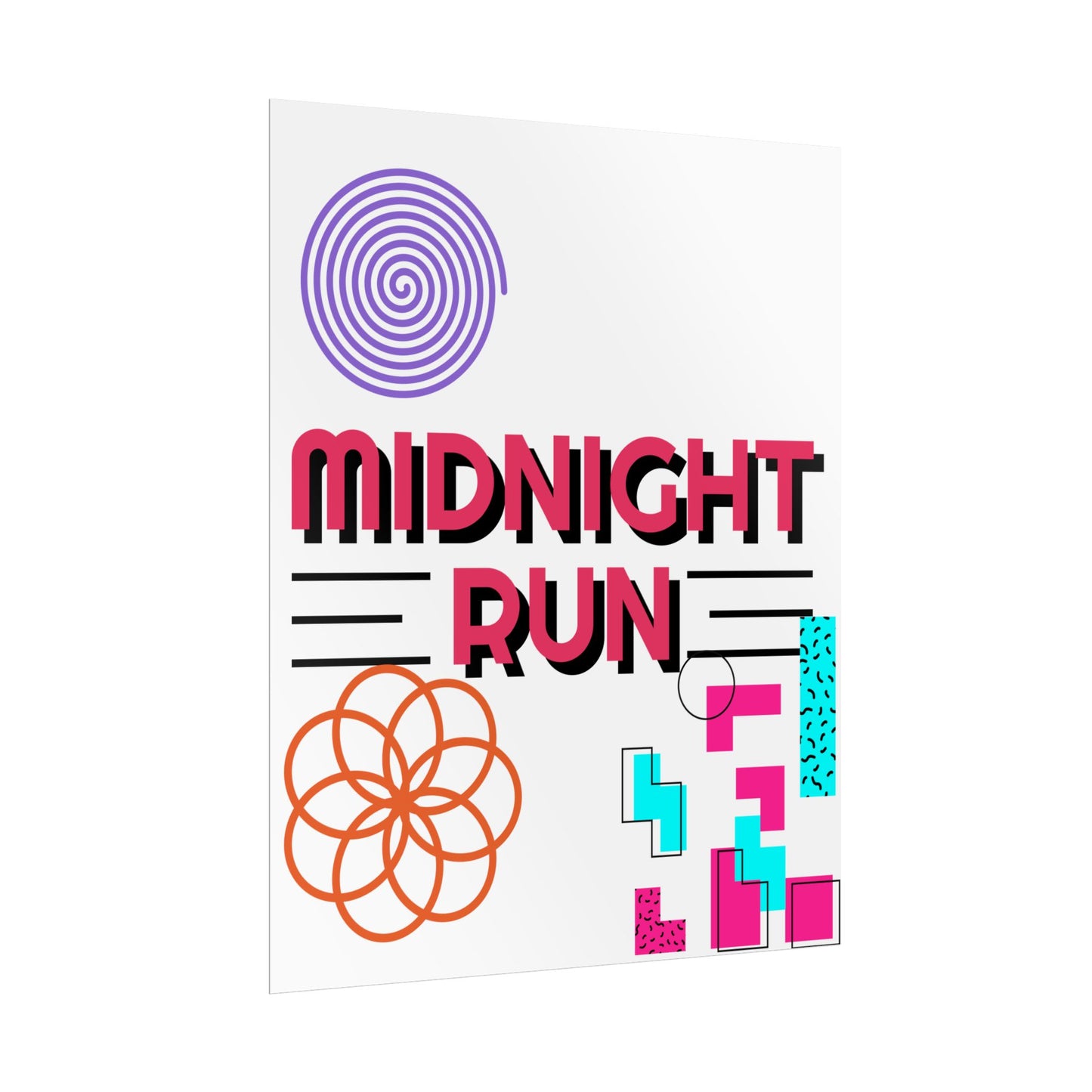 Midnight Run Wall Art Poster - Colorful & Geometric Design for Home Decor