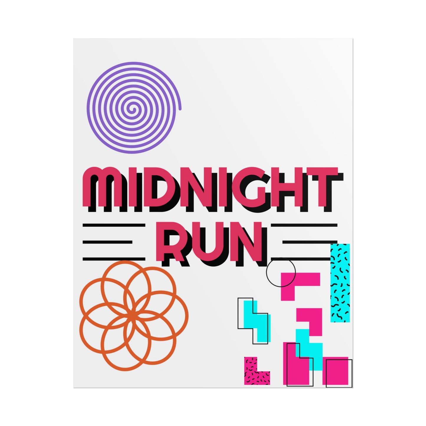 Midnight Run Wall Art Poster - Colorful & Geometric Design for Home Decor